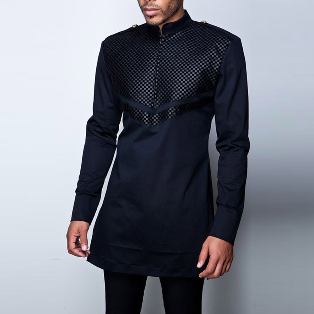 Ethnic Style Men's Black Casual Shirt