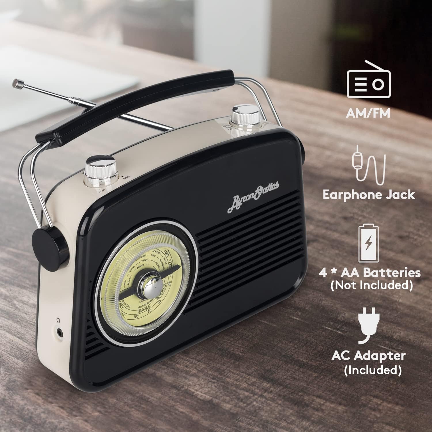 Vintage Black AM FM Radio with Headphone Jack. The Vintage Modern Radio combines vintage exterior design with modern functionality, and the Wenpzeray D-216 radio is also a BT speaker and MP3 music player. Good Radio Reception: The built-in DSP chip allows