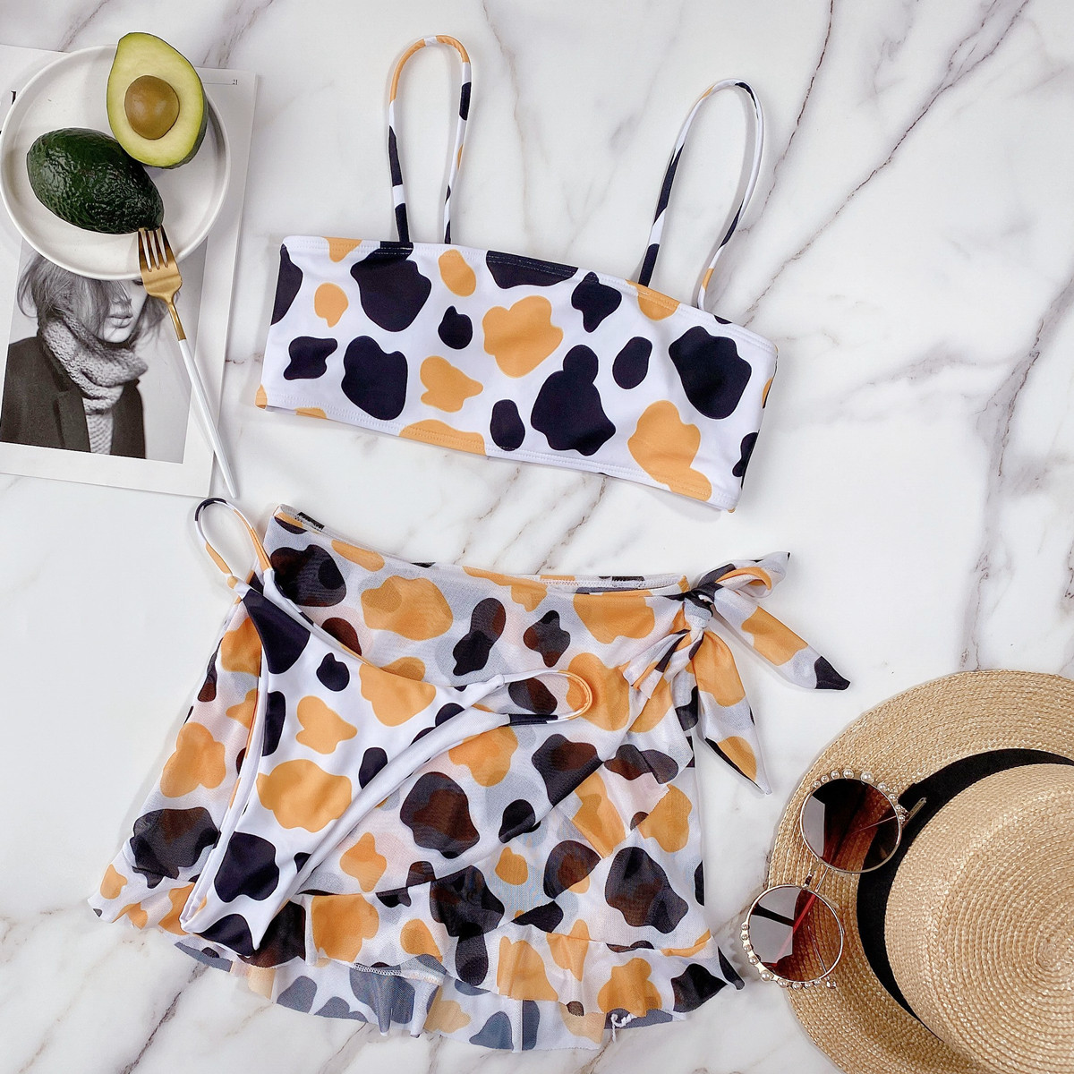 Women's Printed Three-piece Split Bikini Set