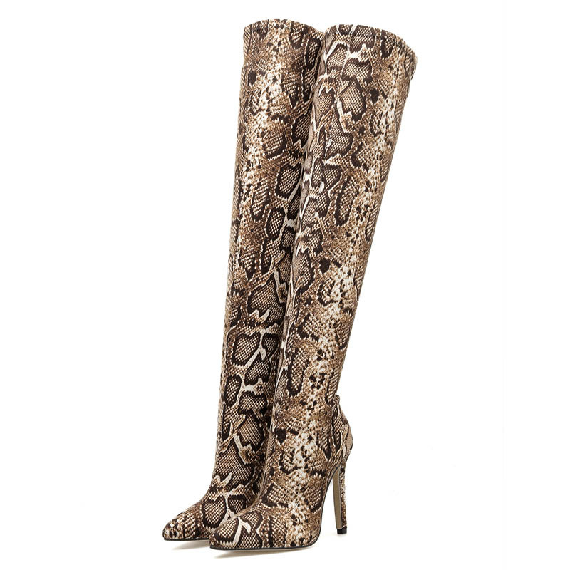 Title 4, Pointed Print Stiletto Heel Over The Knee Stret...