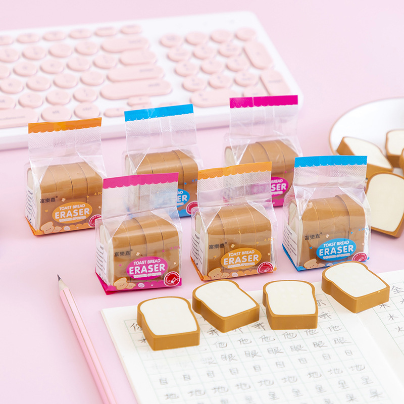 Stationery Toast Piece Student Eraser Large Clean Skin Wipe Cute Cartoon Large Size Eraser