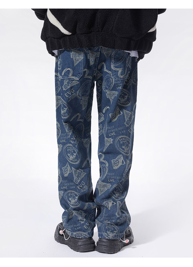 Title 4, Pantalon homme en jean jacquard hip hop américa...