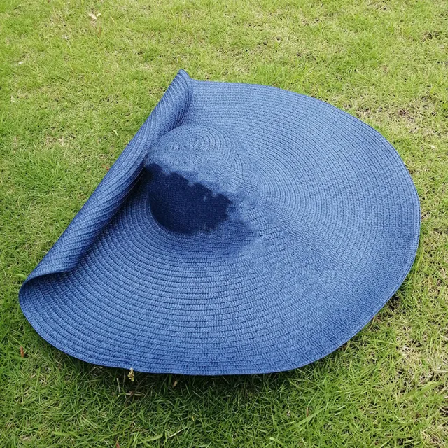 New Women's European And American Big Brim Straw Hat Foldable G Navy Blue - Shop at LoveMi