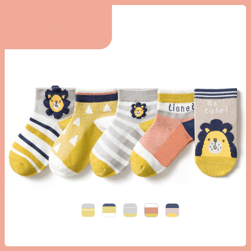 Spring And Summer New Baby's Mesh Breathable Cartoon Socks Lion M - Shop at LoveMi