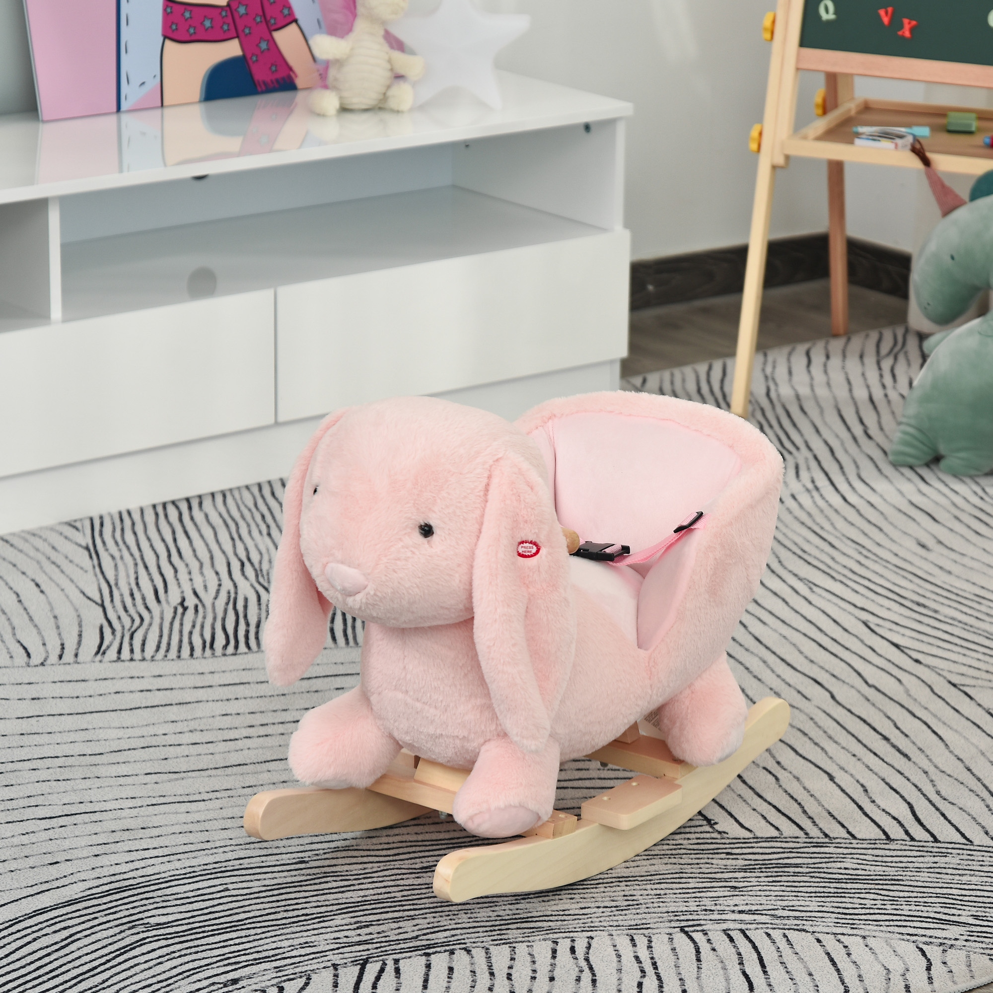 Children's Rocking Horse, Plush Donkey Shaped Riding Chair, With Sound Effects — image 3