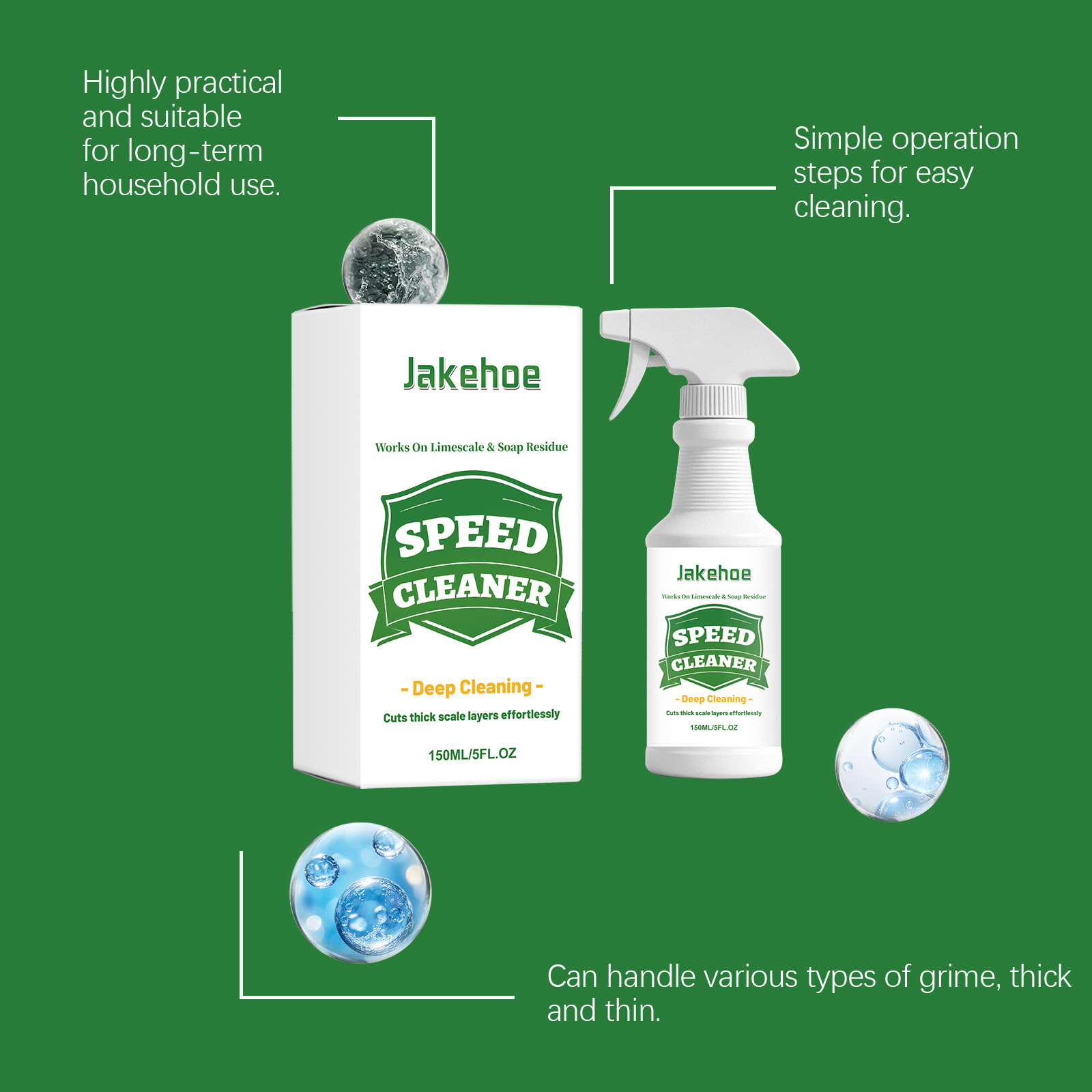 JAKEHOE Multi-Purpose Cleaner Gentle Daily Cleaning For Furniture, Kitchen And Bathroom Stains And Grime Removal. 4