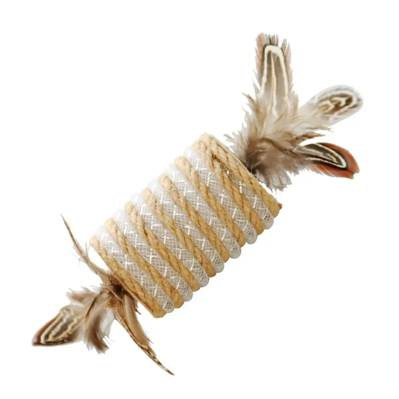 Toy With Cat Feathers Hemp Rope