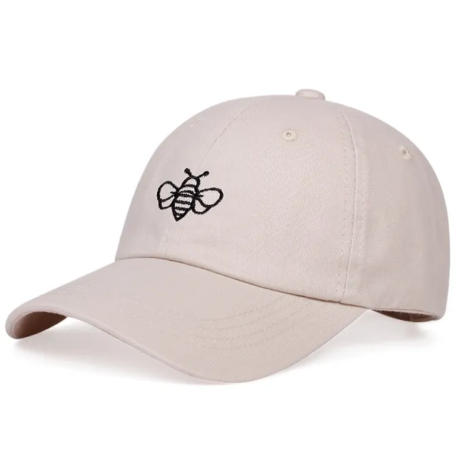 Cartoon Bee Embroidered Baseball Sun Hat Khaki - Shop at LoveMi
