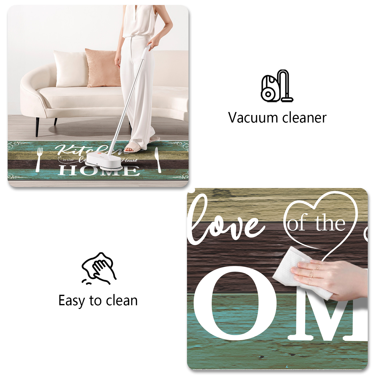 Boho Kitchen Rug Sets 2 Pieces, Washable Kitchen Mats For Floor, Non Slip Soft Kitchen Area Rug Floor Mat For Kitchen, Laundry Room And Hallway Teal, 20''X32''  20''X48'' 4