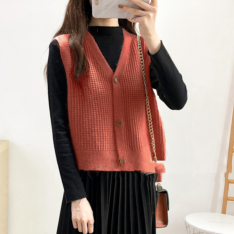 Title 9, Knitted Vest Cardigan Women Wear Loose Short Sl...