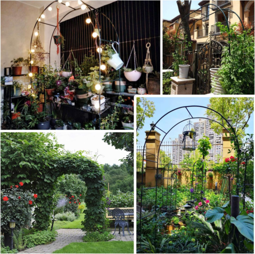 7.9FT Garden Arch Trellis Arched Balloon Climbing Plant Metal Tubular Archway — image 4