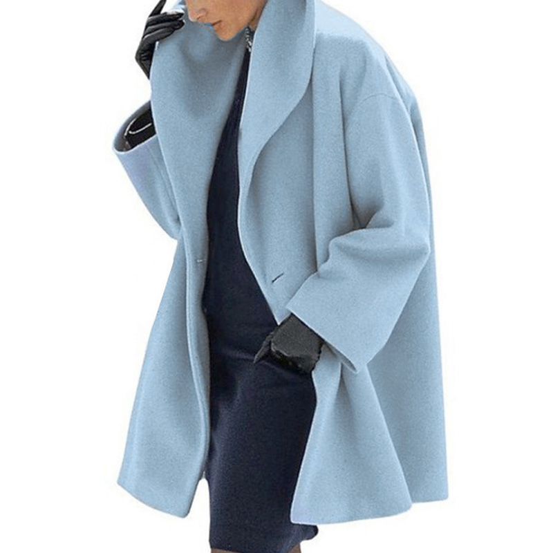 Plus Size Women's Solid Color Round Neck Button Coat - Oversized Hooded Wool-Like Long Coat For Fall&Winter_voghion.com