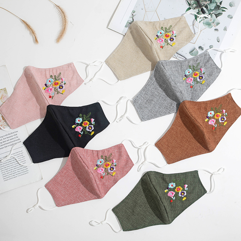 Ethnic Embroidery Dust-proof Double-layer Mask — image 1