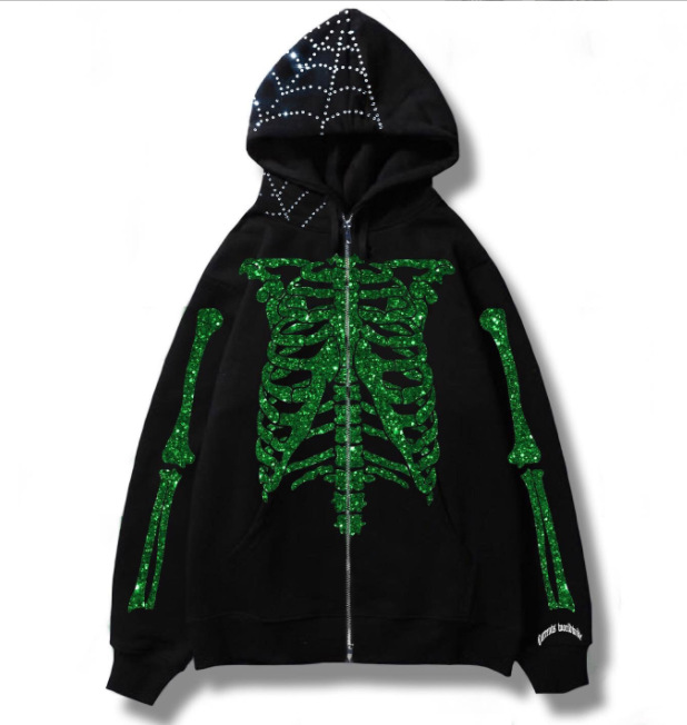 Hot Diamond Sequin Skeleton Hooded Sweats