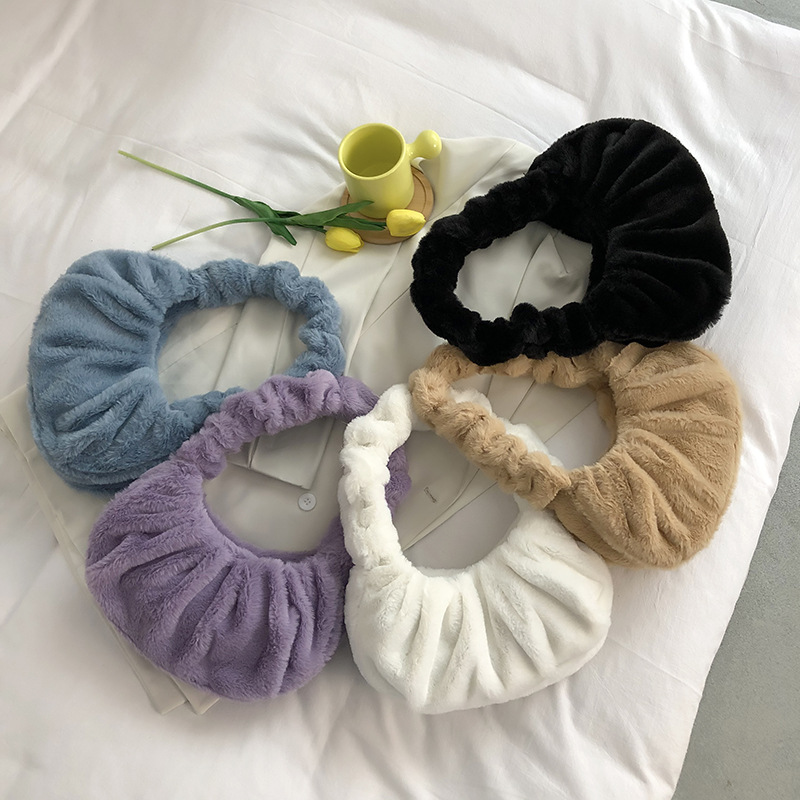 Title 1, Fashion Plush Pleated Portable Cloud Bag. Soft,...