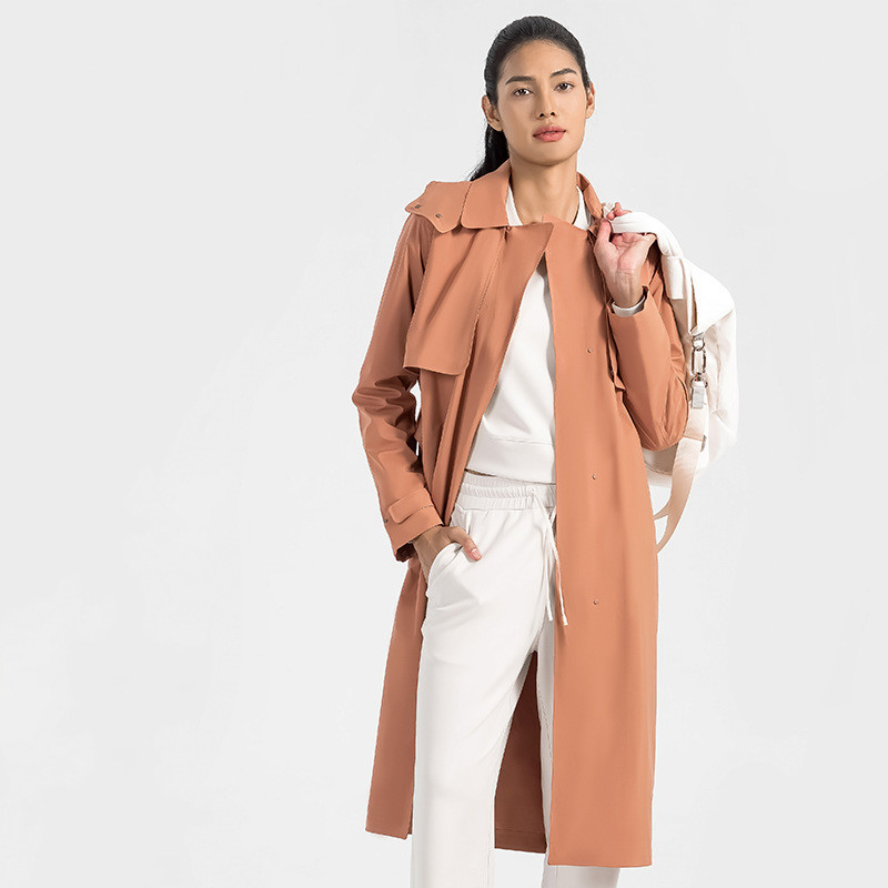 Title 2, Trench coat longo feminino com lapela, ideal pa...