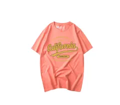 Alphabet Print Black T-shirt Women's Short Sleeve Small Pure Cotton - Papaya Orange - View 1