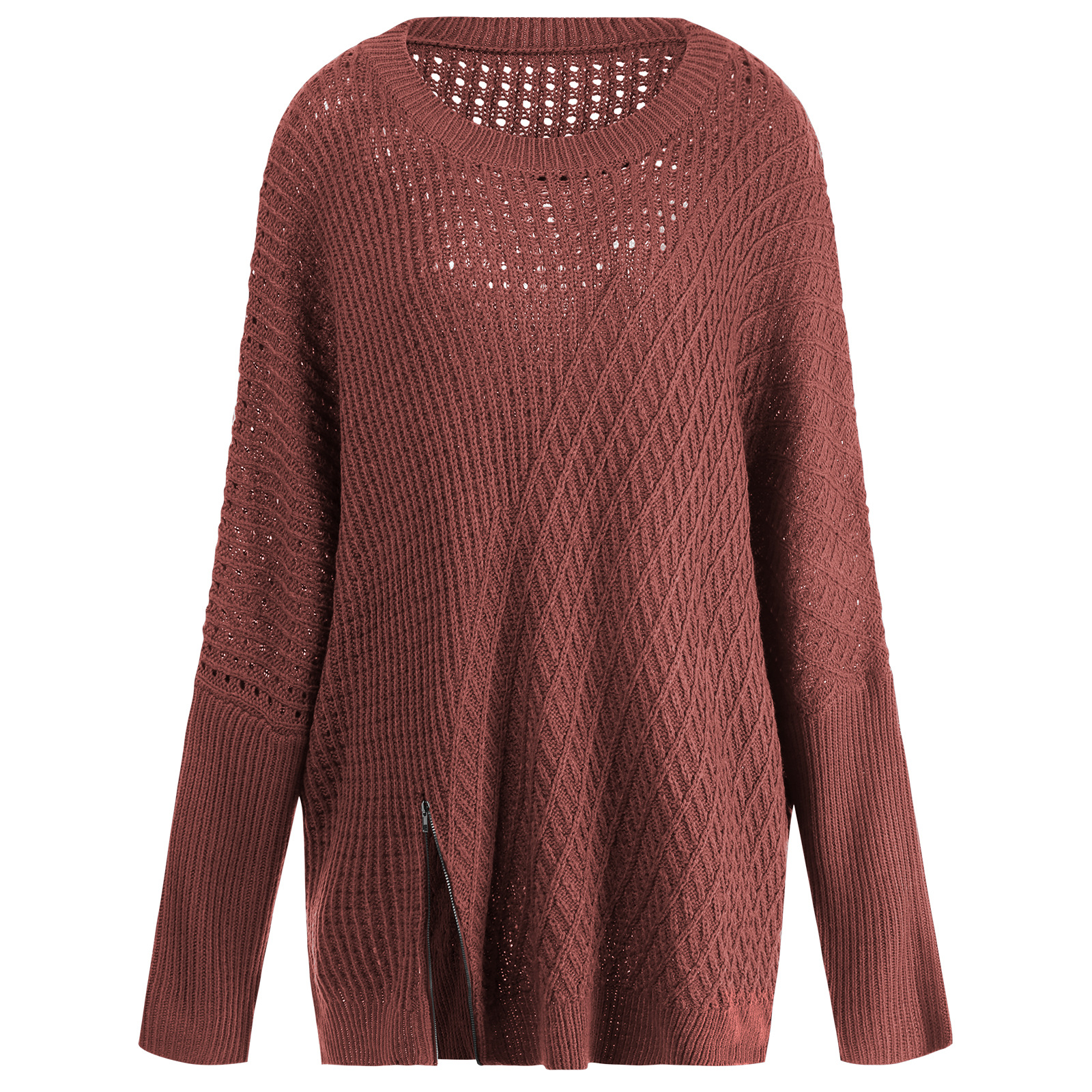 Title 11, Round Neck Long Sleeve Hollow Knit Sweater Wome...