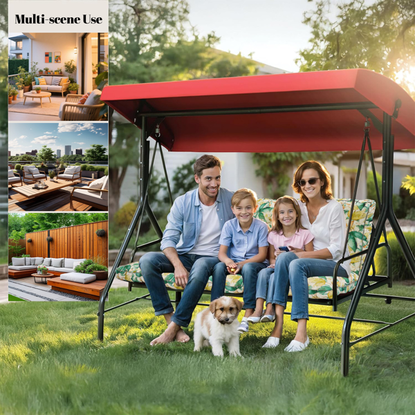 Outdoor Swing Cushions 63 Inch, Waterproof 4in Thick Porch Swing Cushion Replacement With Backrest And Ties, Comfortable 2-3 Seat Pation Swing Pad For Backyard, Garden, Lawn, Outdoor Furniture-clover — view 4