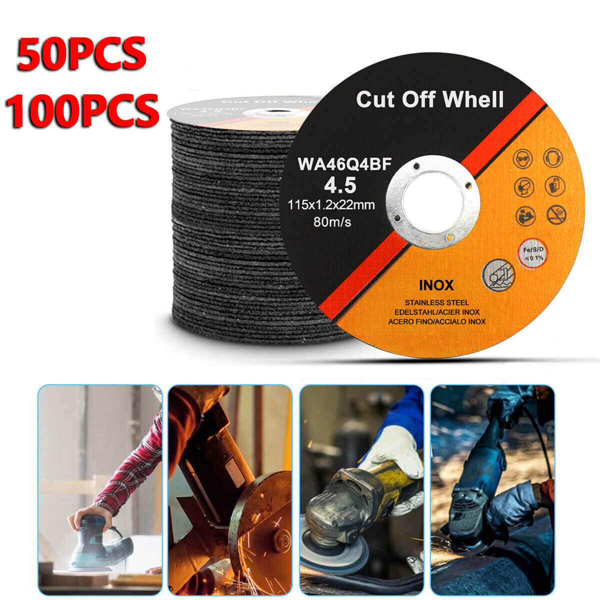 50 X 115mm ULTRA THIN 1mm METAL CUTTING BLADE DISC FOR STEEL & STAINLESS ANGLE 50PCS — foto 6