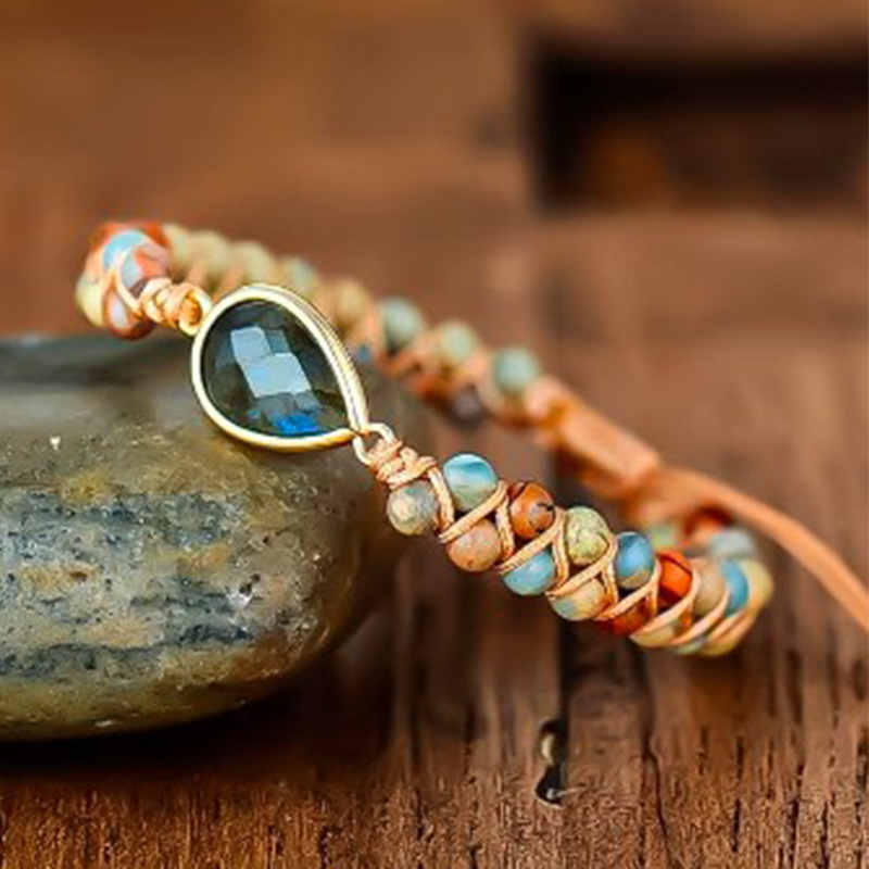 Title 6, Adjustable Natural Shoushan Stone Woven Bracelet