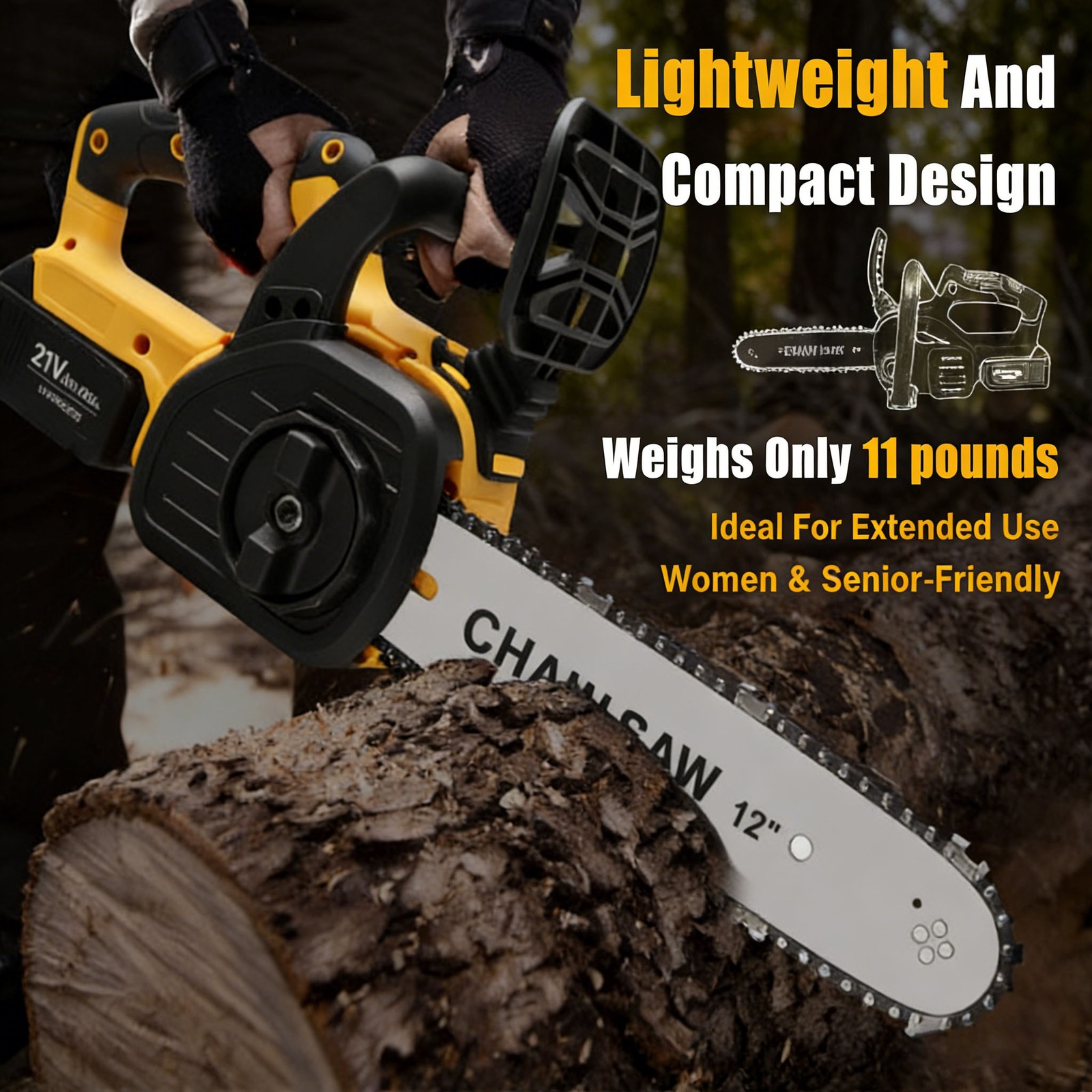 30cm 12 Cordless Chainsaw Brushless For 18V20V Battery