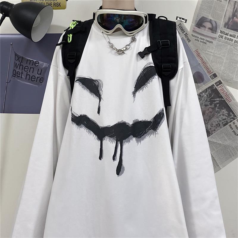 Title 2, Printed Loose Student Harajuku Long Sleeve T-sh...