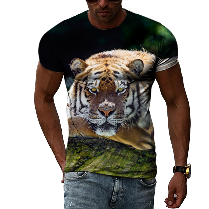 Title 6, European and American Tiger Print Short-sleeved...