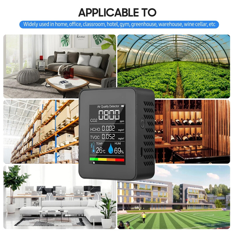 5 In1 Portable CO2 Meter Air Monitor Tvoc Hcho Carbon Dioxide Detector — image 3