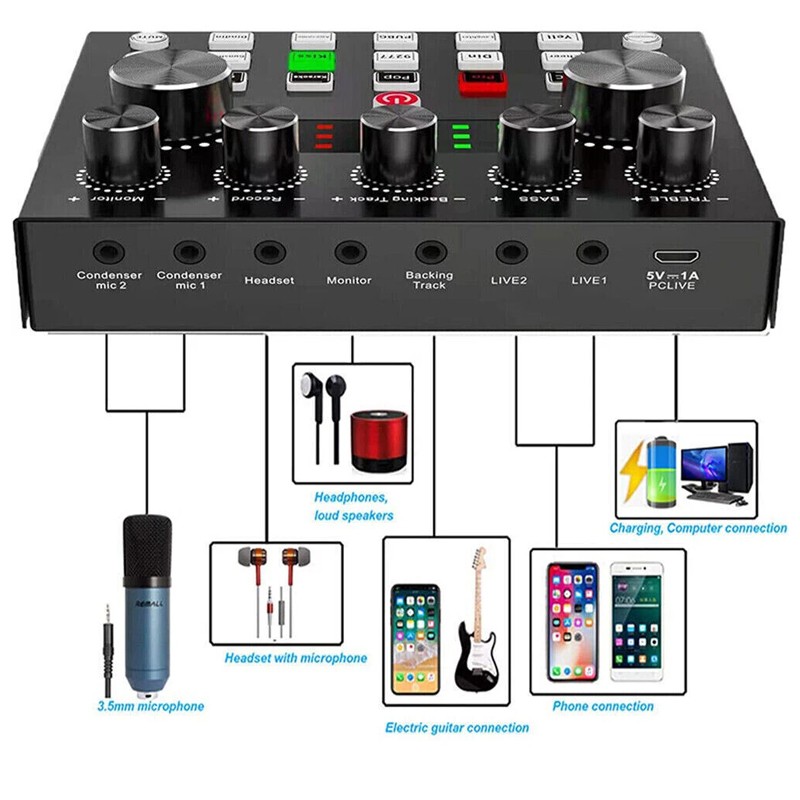 V8S Live External Sound Card Voice Changer With-Multiple UK — image 2