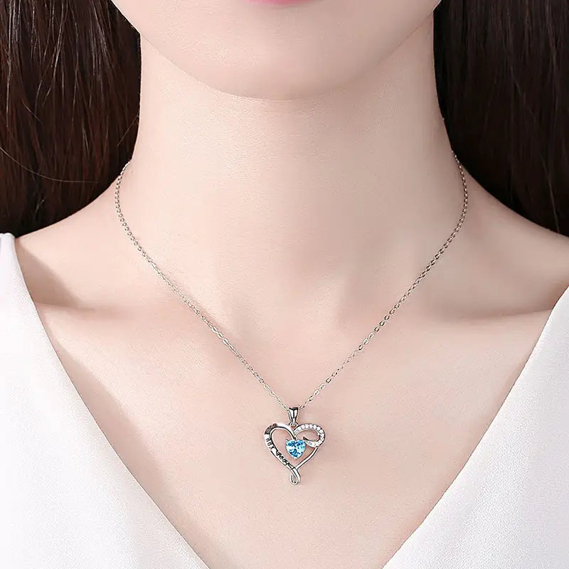 Fashionable Simple Ladies Love Blue Diamond Pendant