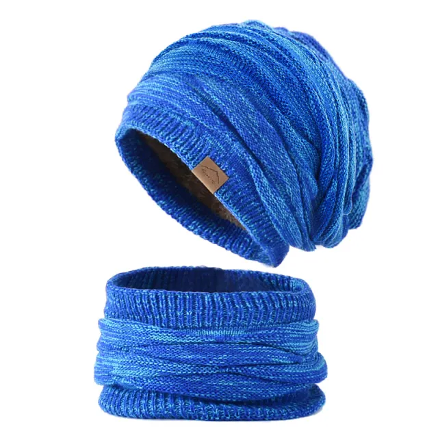 Autumn And Winter Ladies Knitted Wool Pile Hat Blue - Shop at LoveMi