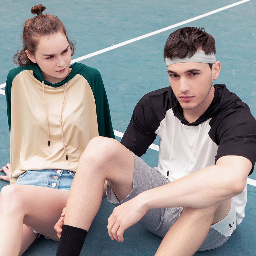 Summer New Men's Hooded T-Shirt Casual Sports Short-Sleeved Couple Suit