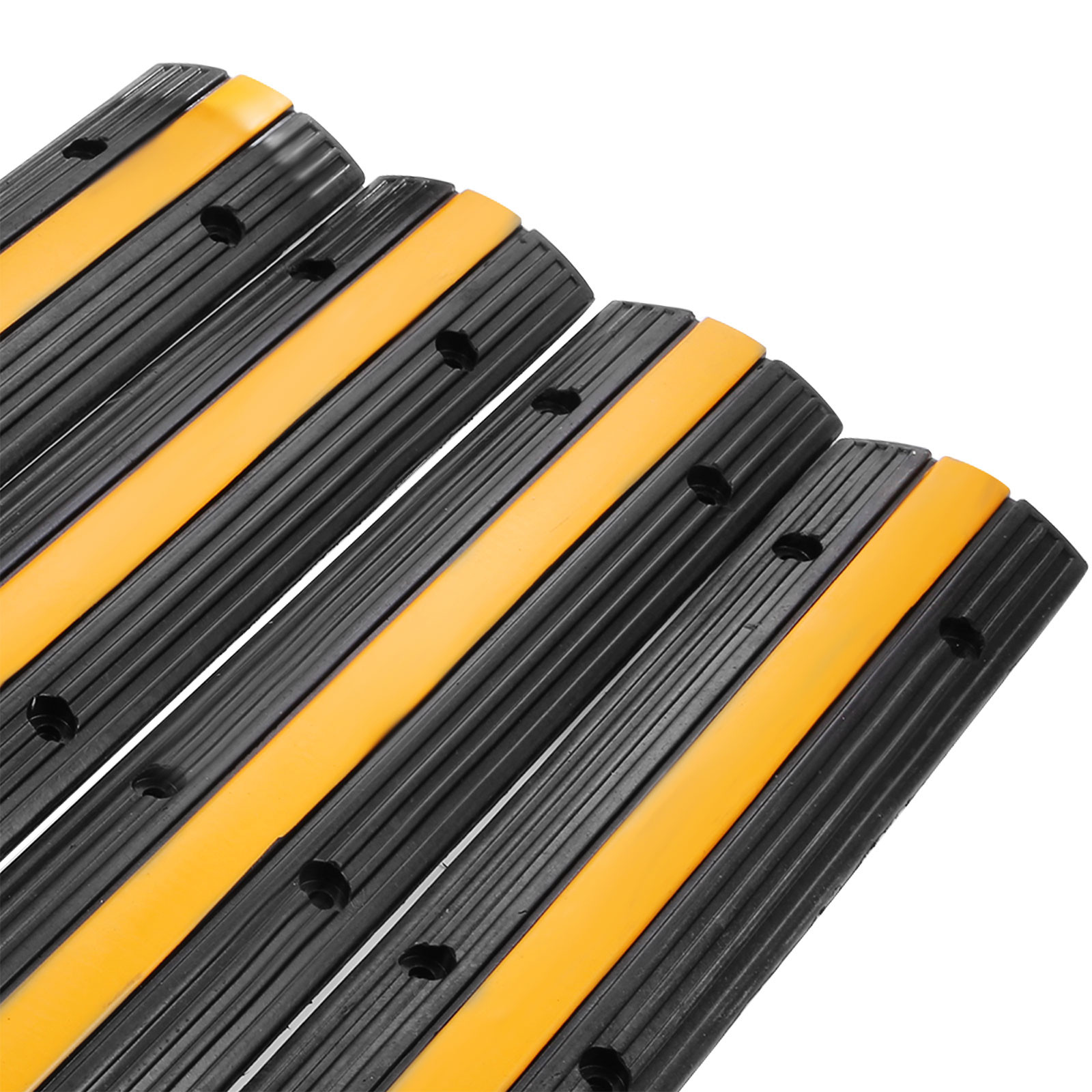 VEVOR 4 Pack Of 1 Channel Rubber Cable Protector Ramps Heavy Duty 22046Lbs Load Capacity Cable Wire Cord Cover Ramp Speed Bump Driveway Hose Cable Ramp Protective Cover image 2