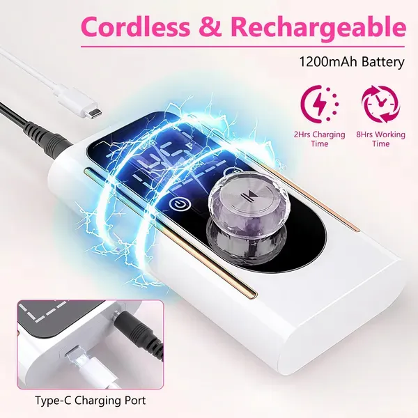 Portable Electric Nail Drill Bit 45000 RPM With 11 Bits Base Waist Clip Cordless Rechargeable Nail File Machine For Professional Salon Home Acrylic... White - Shop at LoveMi