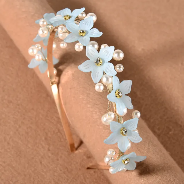 Women's Floral Pearl Hair Hoop Headwear Blue - Shop at LoveMi