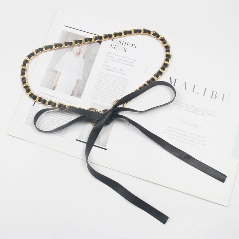 Chain Belt Retro Fine Decoration Waist Matching Shirt Black Waist Chain Accessories