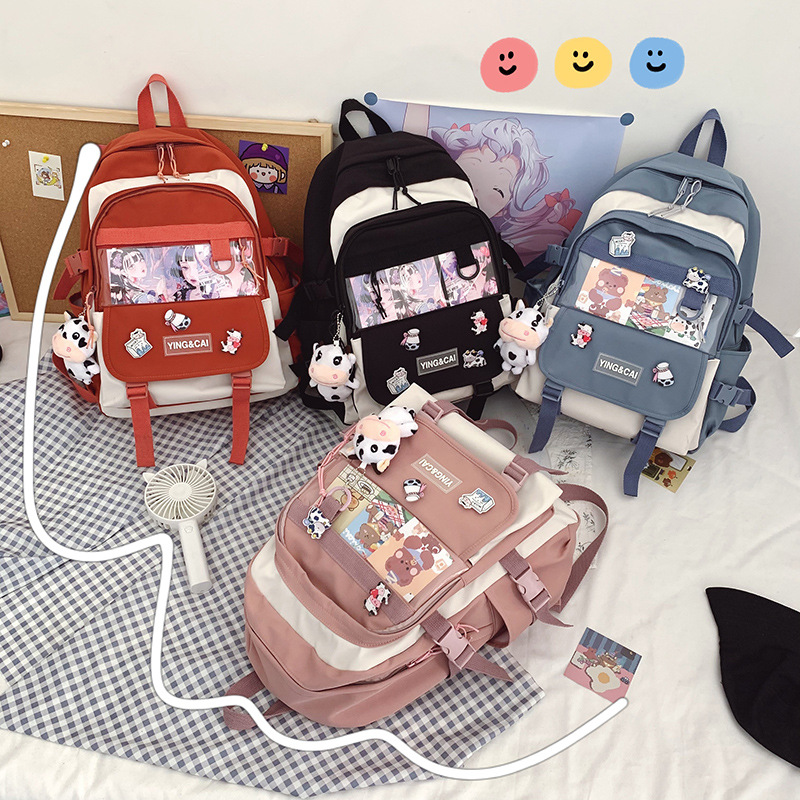 Harajuku Cute Contrast Color Large Capacity Backpack