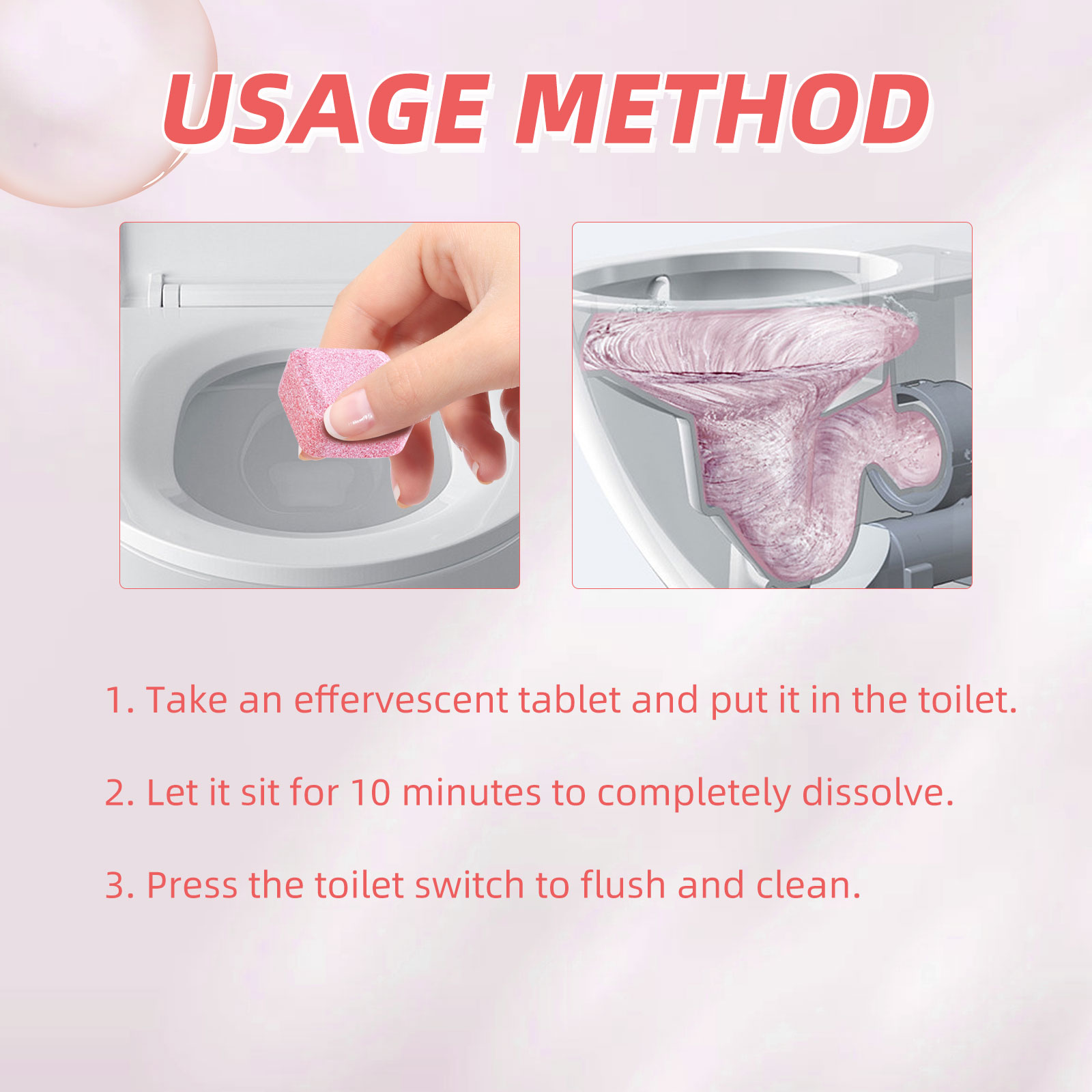 Jakehoe Toilet Effervescent Tablets Toilet Cleaner Cleaning Odor Yellow Stains Dirt Urine Stains Toilet Cleaning Tablets image 2