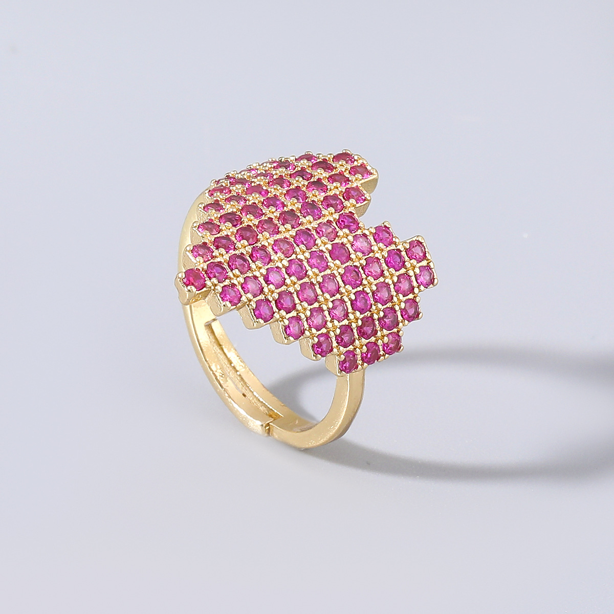 Brass Micro Diamond Heart Ring For Women