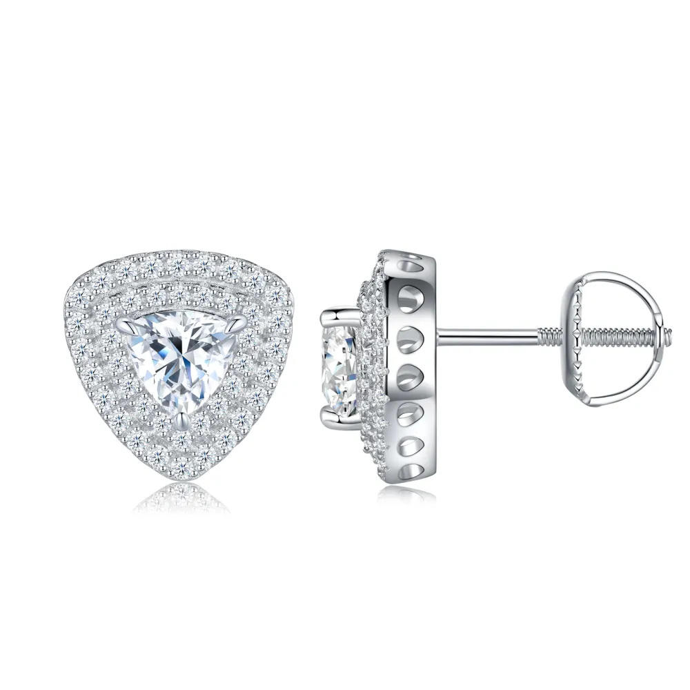 A Luxurious And Fashionable Minimalist Jewelry Earring Set Featuring Top-quality Moissanite Stones, Made Of S925 Silver Electroplated With Platinum.