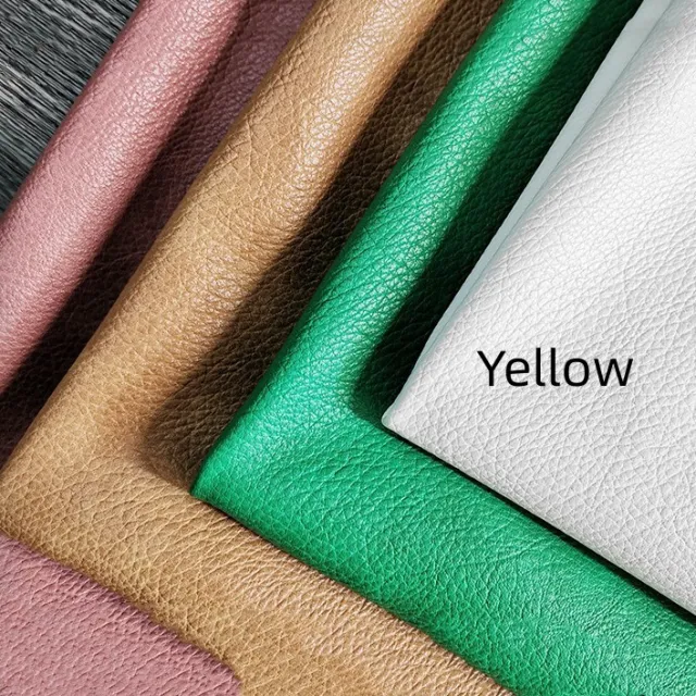 Double color Litchi Grain Leather Fabric With Thick Elastic Bottom Yellow - Shop at LoveMi
