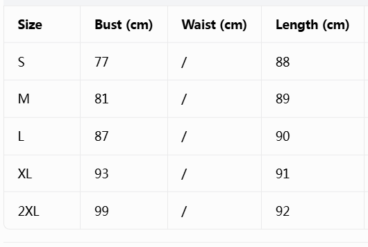 Rachele size chart