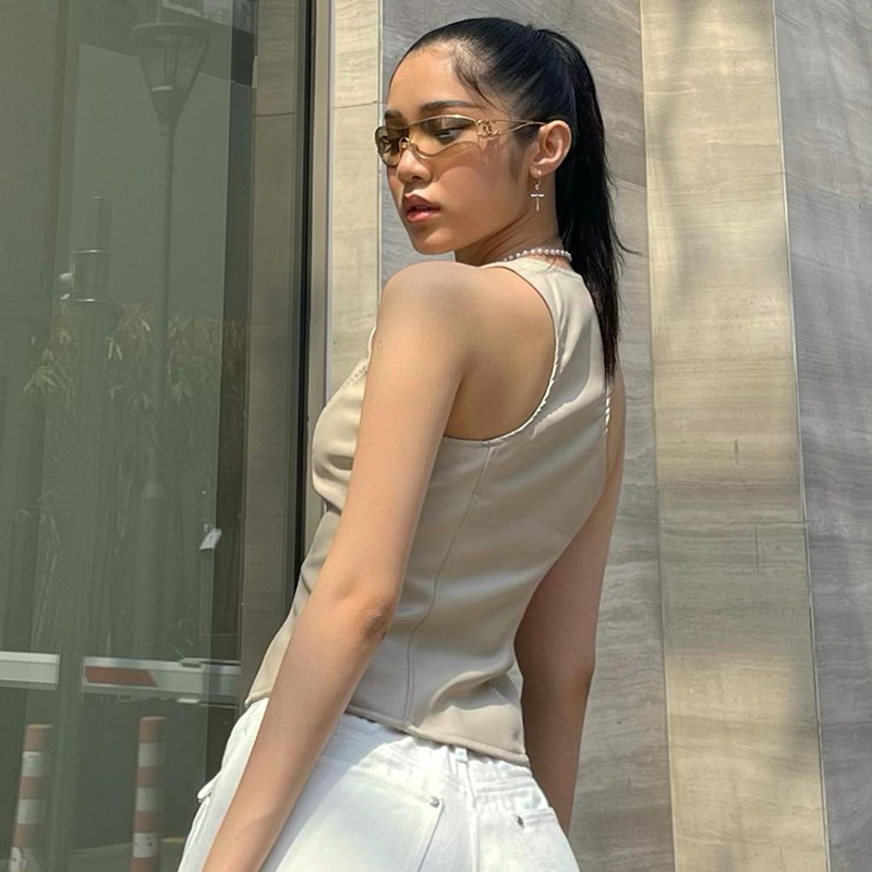 European And American Women's Tie-rope Sleeveless Slim Vest