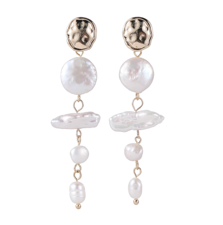 Title 1, Vintage Earrings Baroque Shaped Pearl