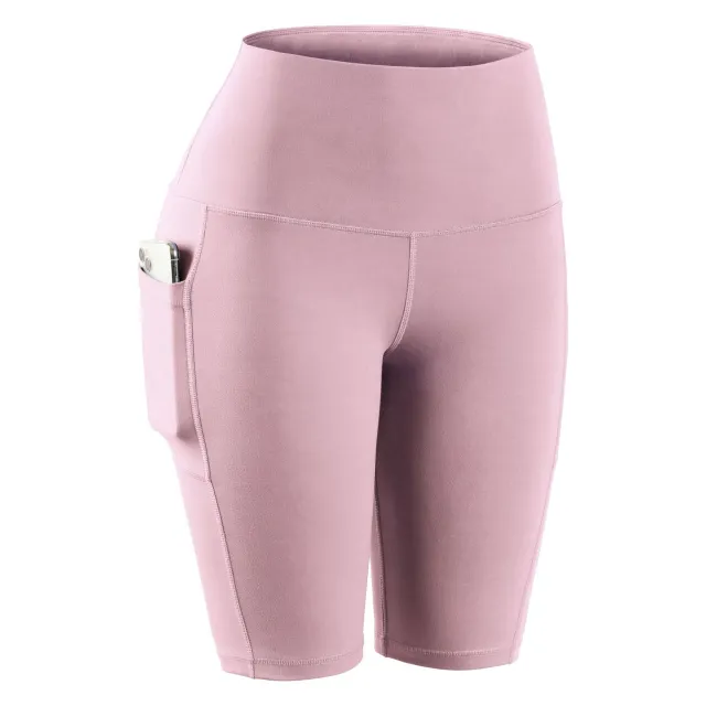 Nude Fabric High Waist Tight fitting Side Pocket Yoga Pants Sanded Running Fitness Sports Shorts Pink - Shop at LoveMi