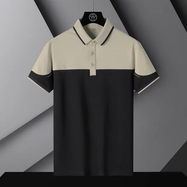 Polo Shirt Stitching Embroidered Ice Breathable Lapel T Shirt Black - Shop at LoveMi