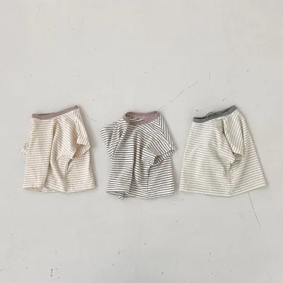 Korean Style Baby Casual Striped Short-sleeved T-shirt