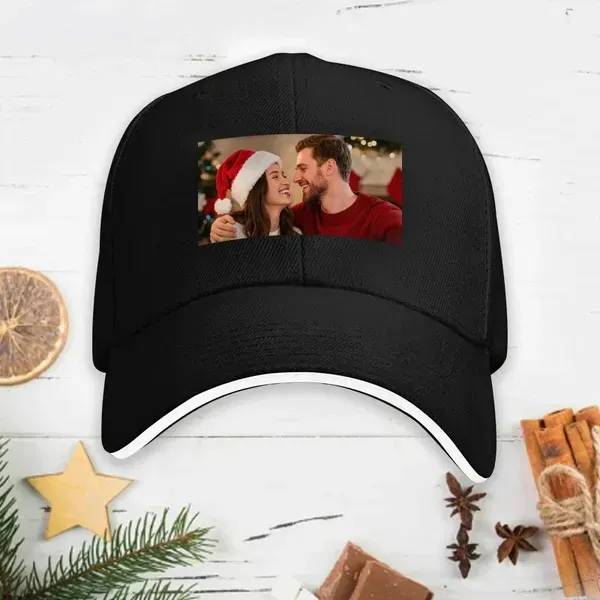 Custom Hat Photo Upload Christmas Theme National Flag Design One Size Must Upload The Image Black - Shop at LoveMi