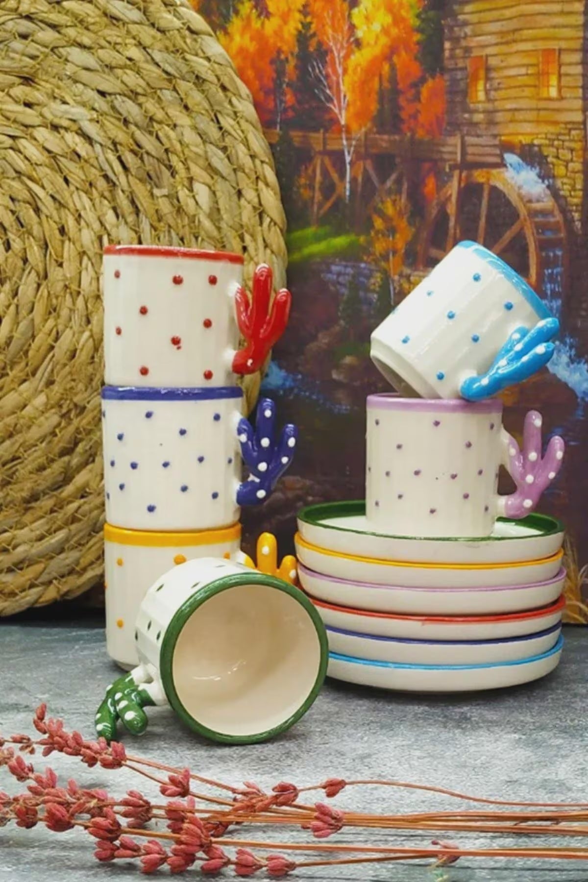 Handmade Cactus Turkish Coffee Cup Set For 6 With Boho Cactus Turkish Coffee... 4